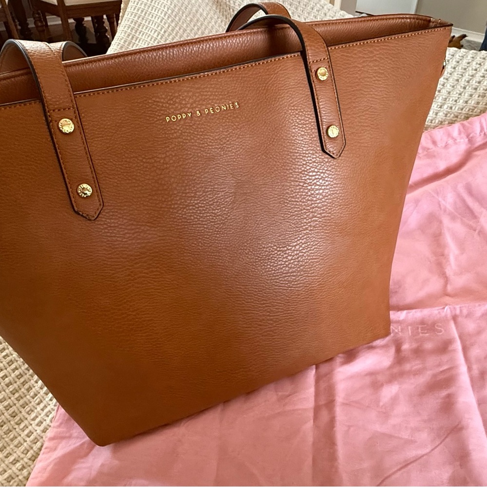 Poppy & Peonies Brown Tote Bag
